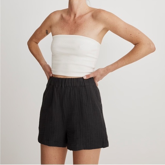 Madewell Easy Pull On Shorts Lightspun NA187 Black XXS/S - Picture 2 of 7